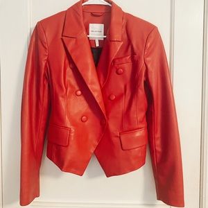 Red faux leather jacket, Anthropologie